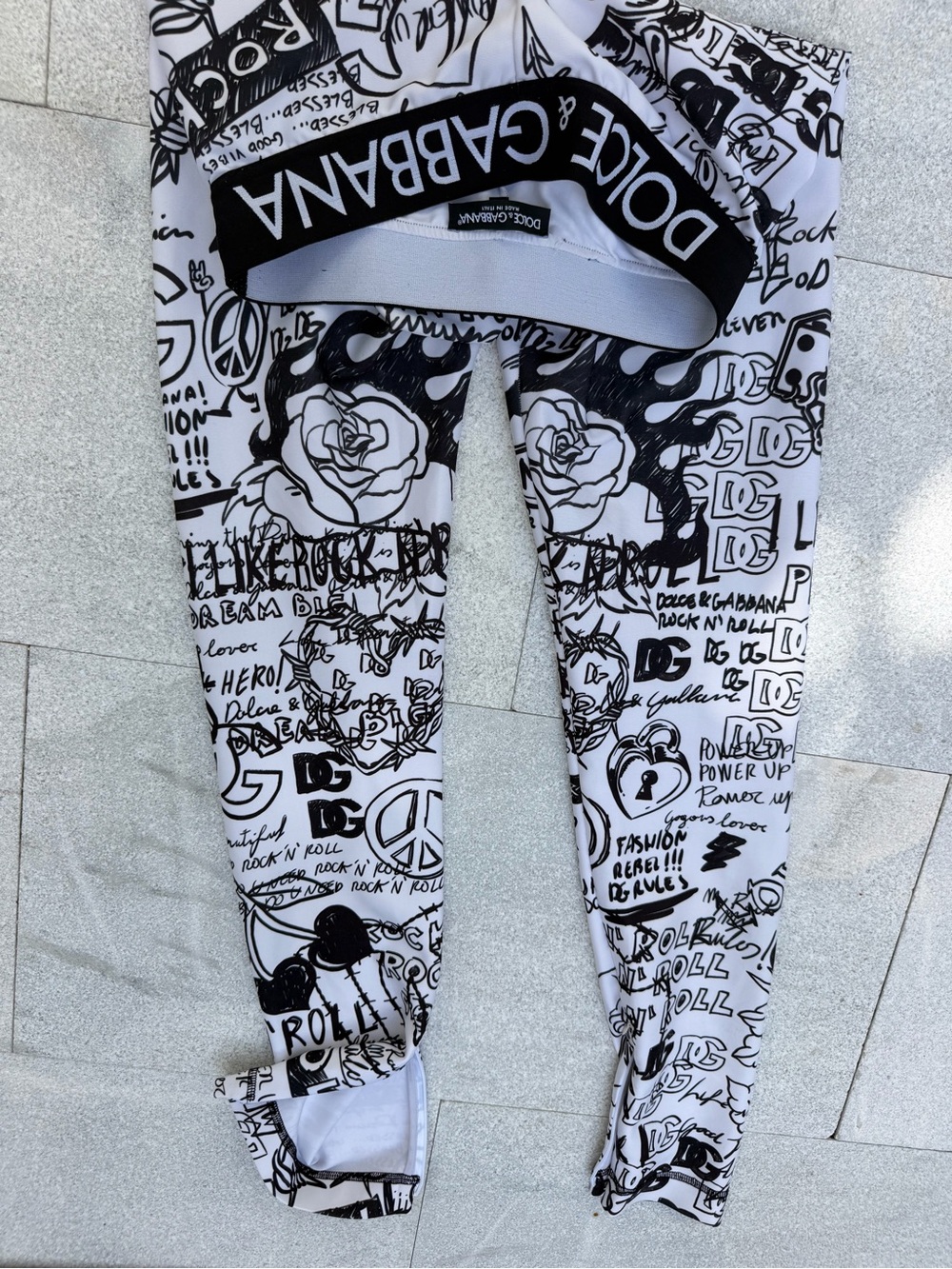 Dolce & Gabbana woman Black and White Graphic Leggings
